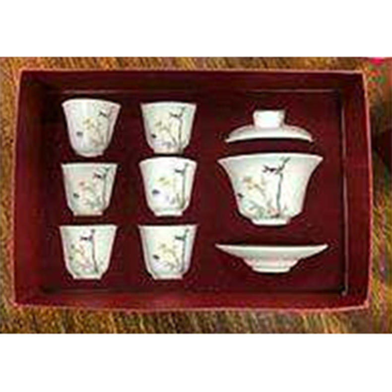 宝山猴 茶具套装 茶杯：6cm*5cm,60ml；茶海：10cm*7cm,180ml；茶碗：9.5cm*8cm,150ml (白色) 小杯：6个，茶海1个，茶碗1个