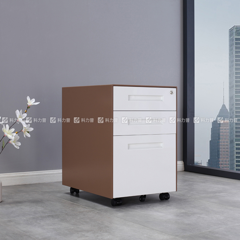雅丹慧业 套色薄边柜活动柜 keh-hdgy 001 高600宽407深520 (咖套白)