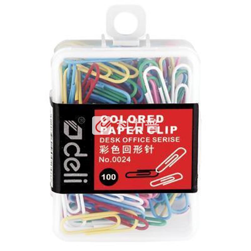 得力deli 回形针 0024 29mm (彩色) 100枚/盒