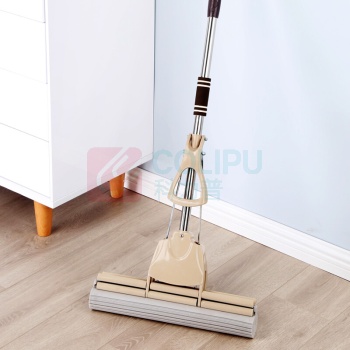 美丽雅 海绵拖把双排轮挤水 可伸缩杆 37cm大拖头