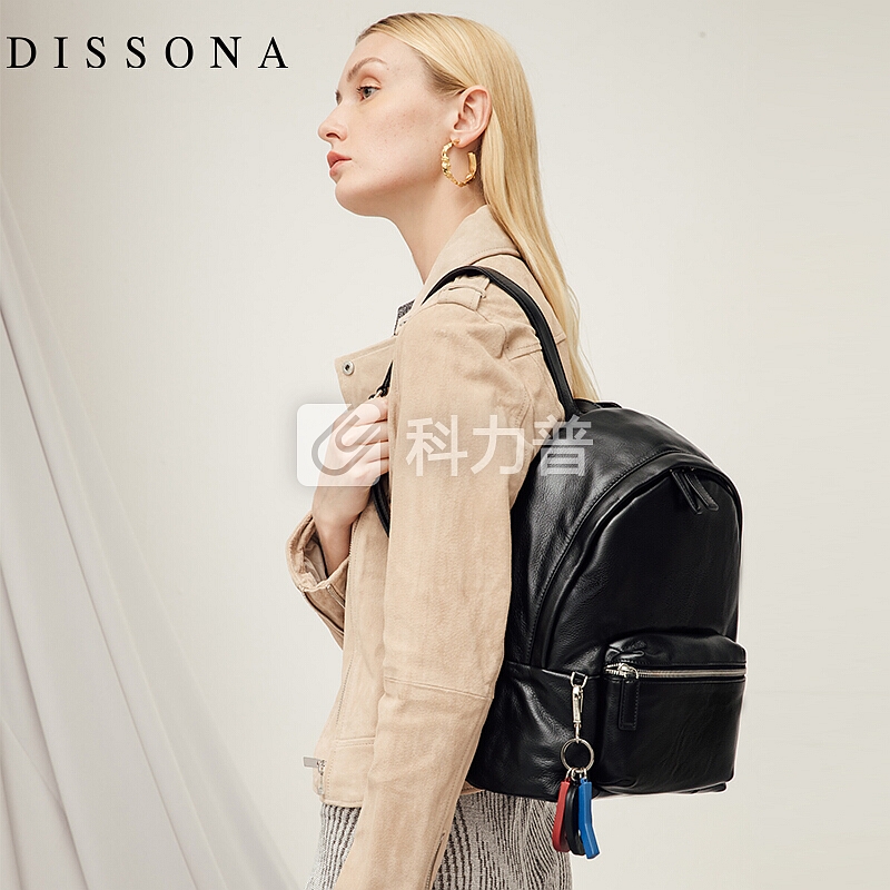 DISSONA 迪桑娜（DISSONA）欧美时尚女包小双肩包时尚防泼水通勤简约手提女士真皮背包 81820194026000 黑色