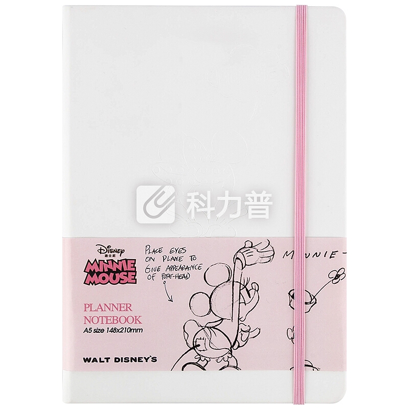 广博(GuangBo)80张A5文具笔记本子绑带皮面本 迪士尼白色IMQ91202