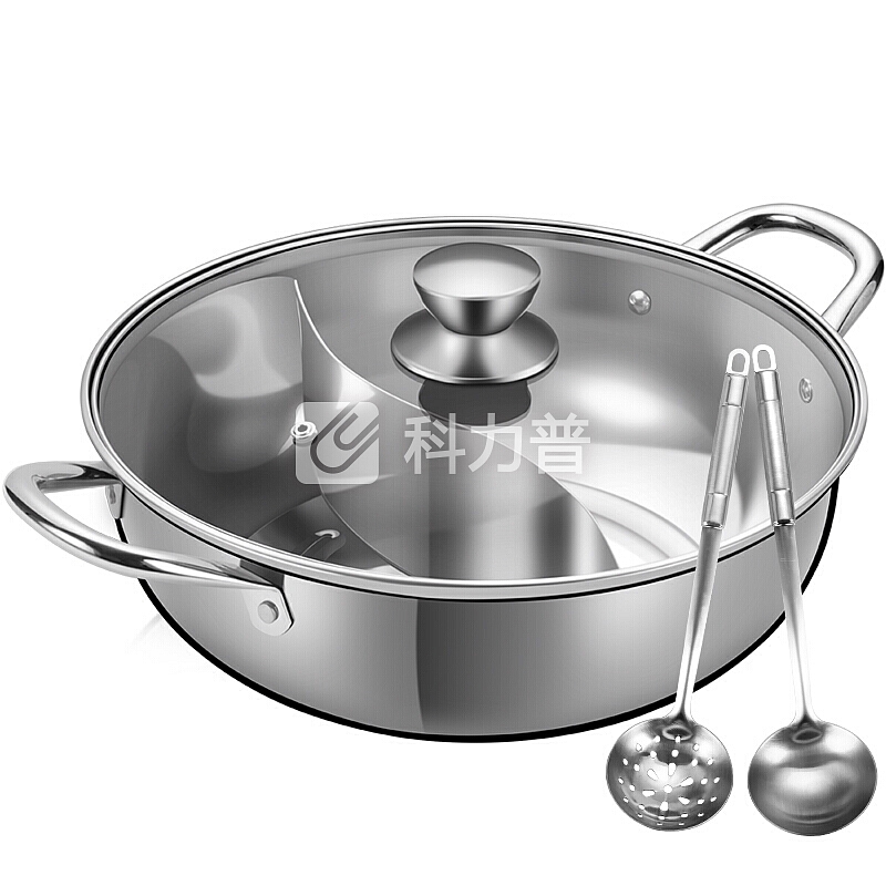 炊大皇 鸳鸯火锅 304不锈钢 36cm锅具 易清洗 电磁炉燃气煤气灶明火通用