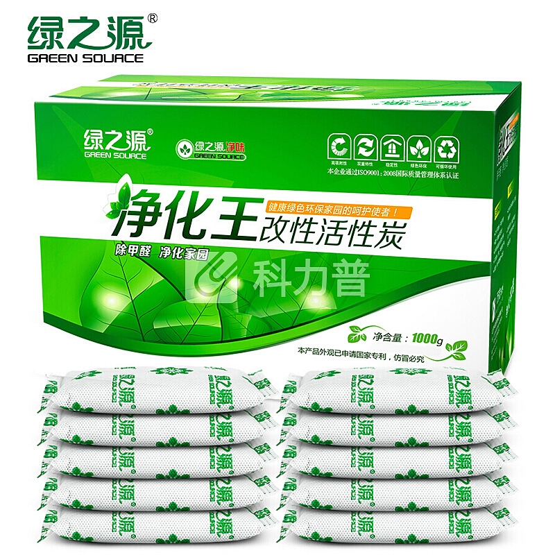 绿之源 1kg净化王活性炭 新房装修竹炭包新汽车内除甲醛清除剂除臭去味碳包