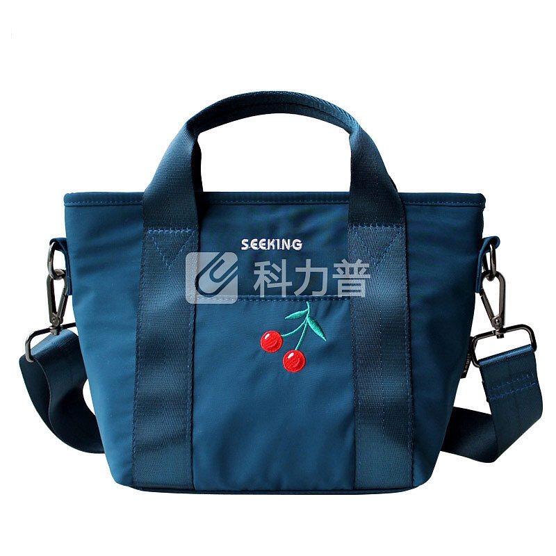 花间公主 花间公主 樱桃刺绣文艺单肩手提斜挎休闲牛津尼龙女包1805TB003蓝色