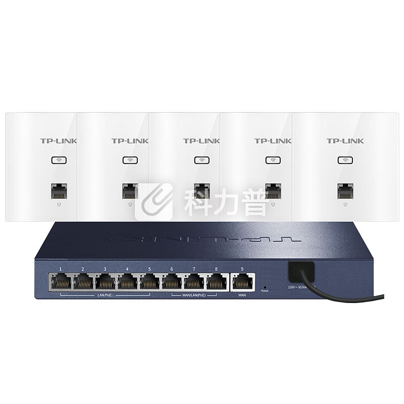 TP-LINK 1200M千兆智能组网AP套装 分布式WiFi路由 复式别墅无线覆盖(9口AC多WAN口网关路由*1+面板AP*5)