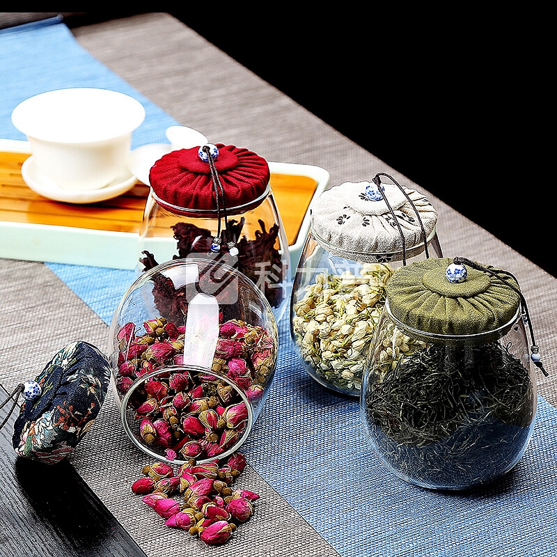 博为 BW 博为 茶叶罐 玻璃便携茶罐旅行密封小型储茶罐 玻璃茶叶罐（四个装）