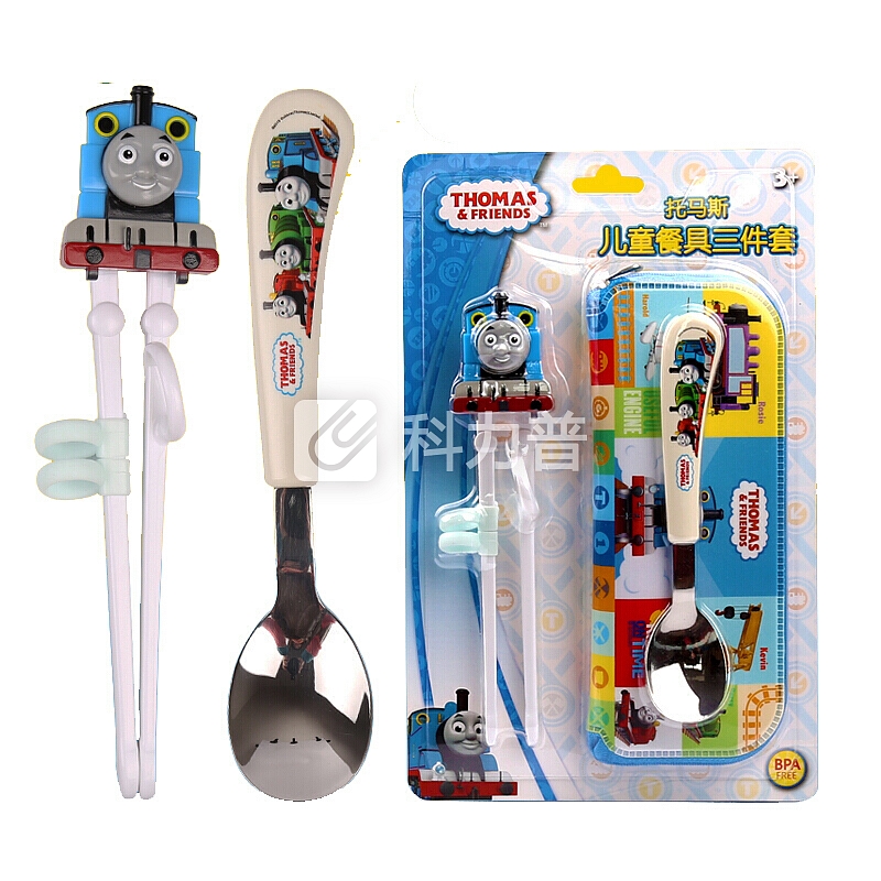 托马斯和朋友 THOMAS&FRIENDS 托马斯&朋友(Thomas&Friends)儿童餐具三件套 3D学习筷不锈钢勺子收纳袋 宝宝吃饭套装5183TM 餐具三件套
