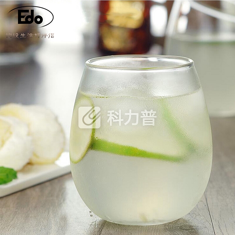 Edo Edo 耐热玻璃水杯 家用高温耐热 办公透明玻璃咖啡果汁饮料花茶杯—350ML