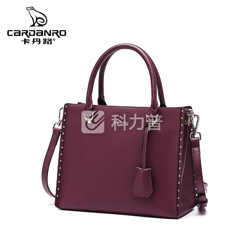 卡丹路(Cardanro)女士手提包 质感包包女潮时尚百搭斜挎包复古凯莉包牛皮手提包 酒红色