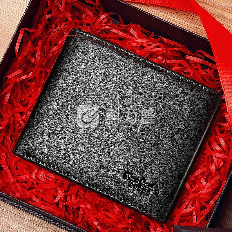 皮尔卡丹(pierre cardin)钱包男士新款短款头层牛皮钱夹欧美商务潮礼盒 JFA509291A黑色