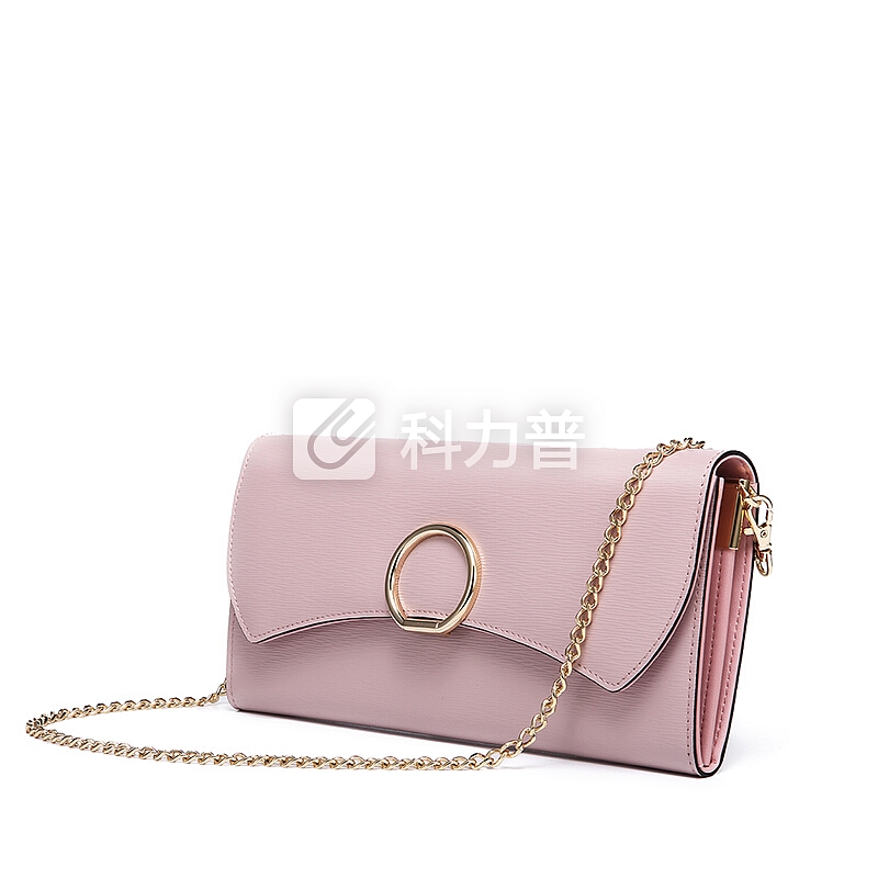 APDISHU时尚钱包女牛皮链条包包多功能长款手拿包AP8369粉色