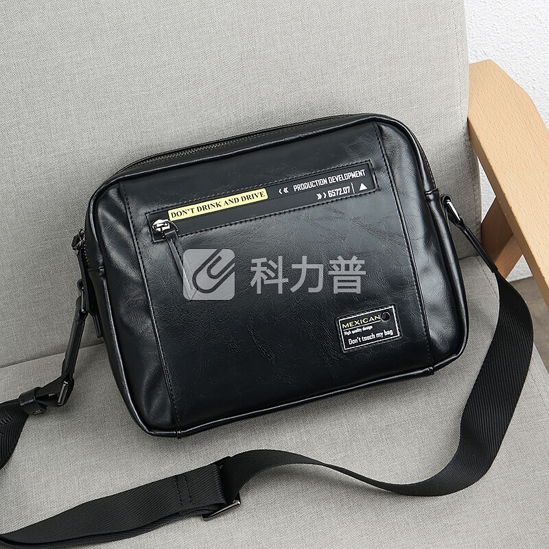 稻草人 稻草人(MEXICAN)男士单肩包韩版pu休闲斜挎包时尚潮流运动胸包男士挎包MMBD02181419黑色