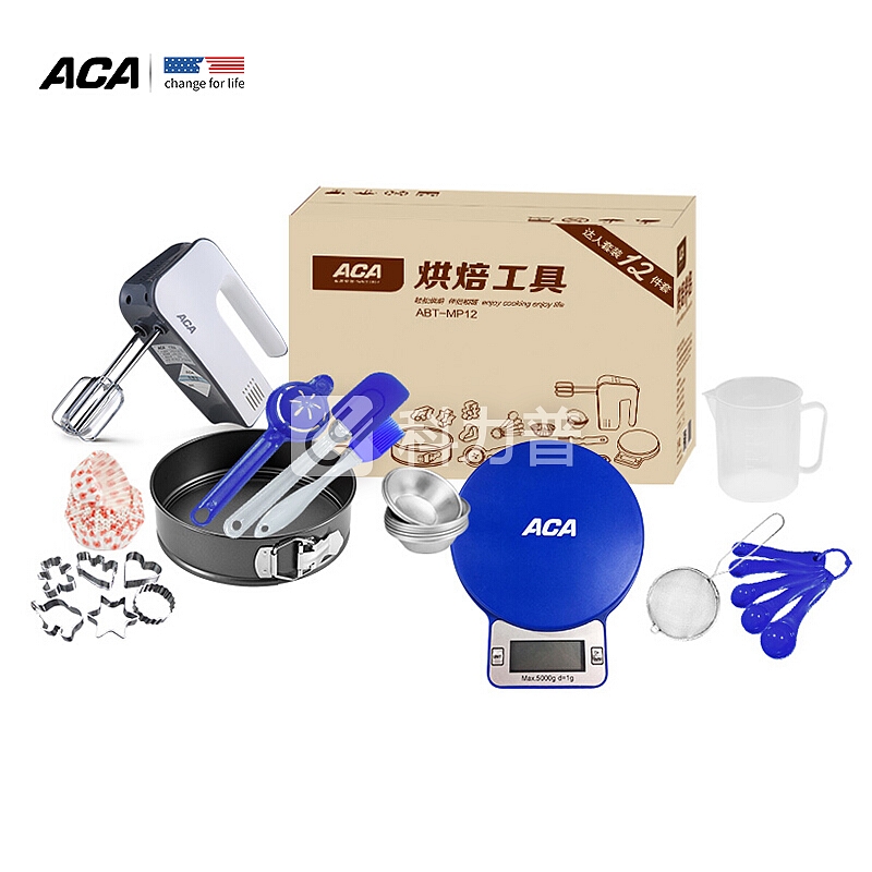 北美电器 ACA 北美电器（ACA）烤箱烘焙工具套装12件套 打蛋器电子秤模具ABT-MP12