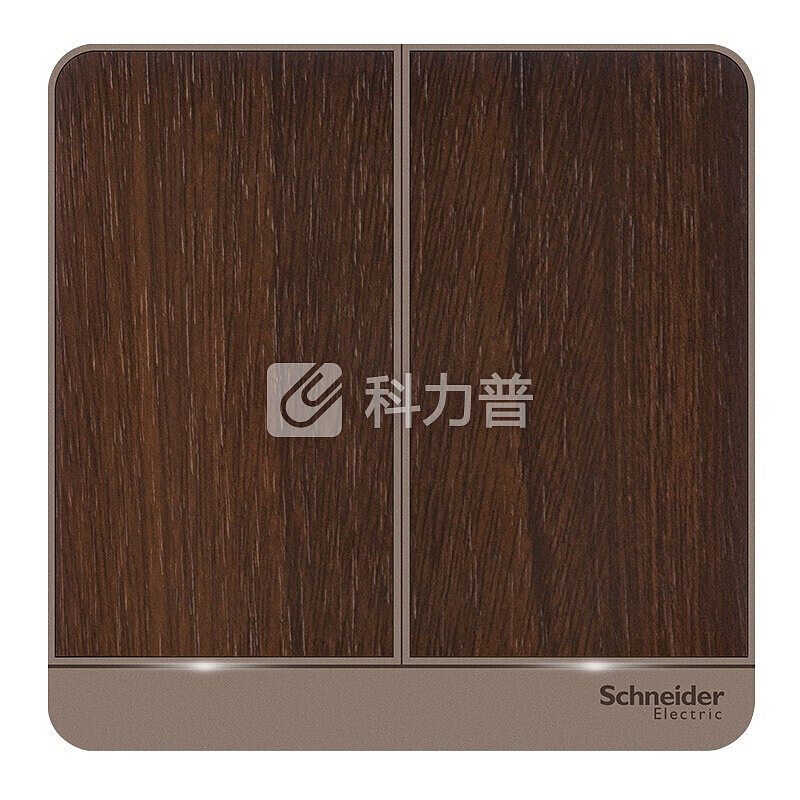 施耐德电气(Schneider Electric)开关插座 开关面板 带LED灯双开双控开关16A 绎尚系列 年轮褐色