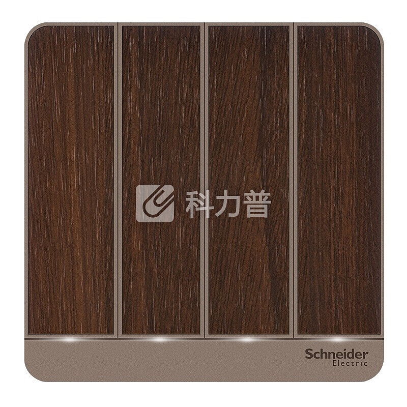 施耐德电气(Schneider Electric)开关插座 开关面板 带LED灯四开双控开关16A 绎尚系列 年轮褐色