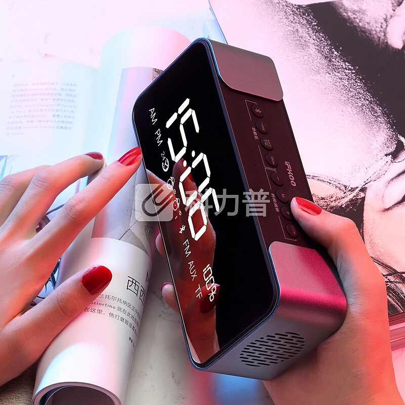 伊酷尔 (ifkoo)Q8闹钟蓝牙音箱智能时间插卡户外重低音炮手机电脑电视车载迷你小音响便携式收音机 深空黑