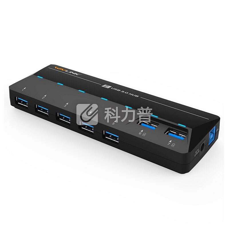 睿因(Wavlink)WL-UH3073D USB3.0分线器 带电源 7口HUB集线器 高速扩展一拖七