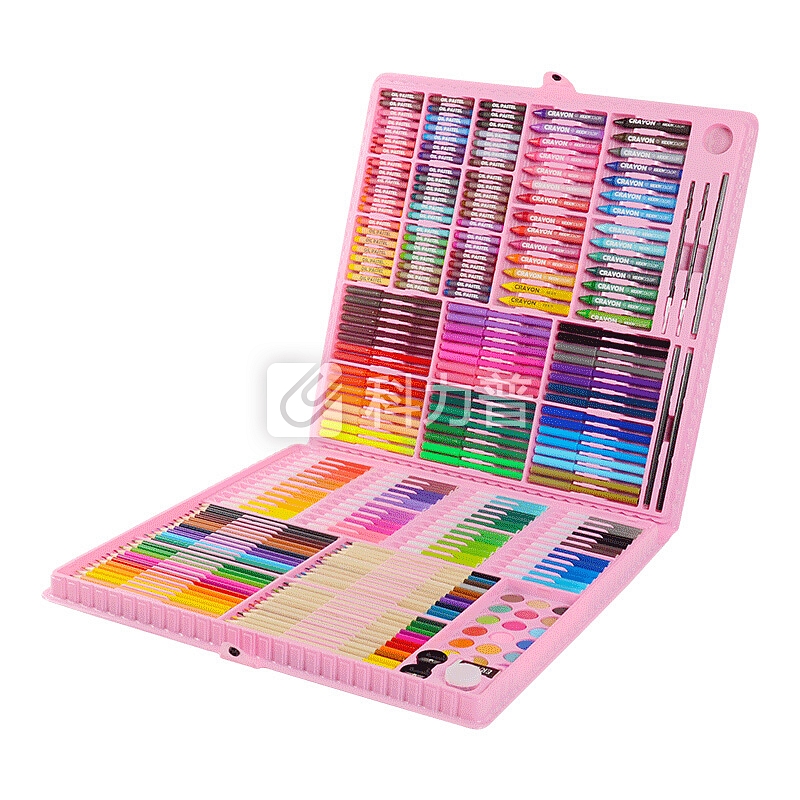 凯蒂卡乐(KIDDYCOLOR) 儿童绘画画笔260件粉色系 少儿学生美术学习用品 水彩笔蜡笔组合套装