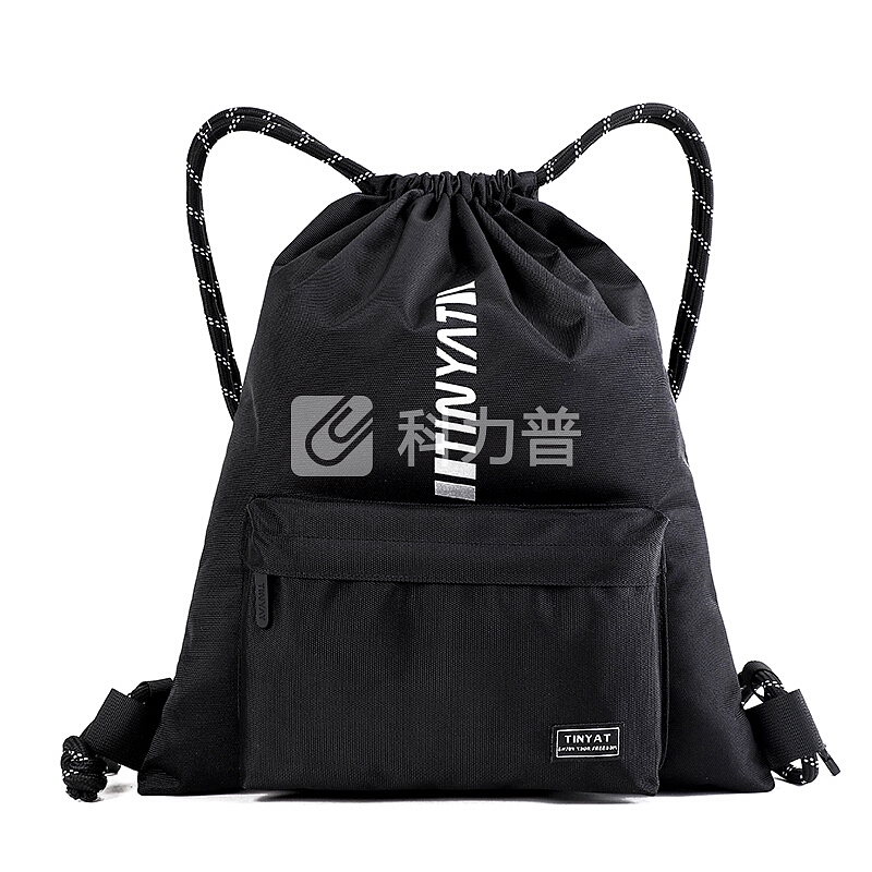 天逸TINYAT 天逸 TINYAT 轻便旅游背包抽绳束口袋双肩包户外运动健身包男学生书包休闲运动包T118黑色