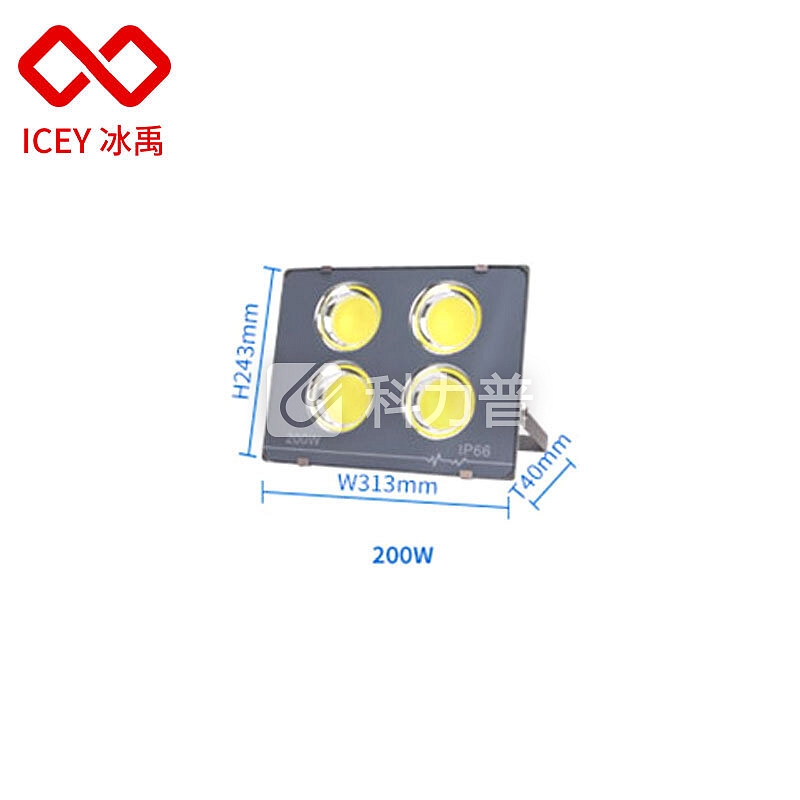 冰禹 BY-682 LED投光灯 超薄户外防水新款射灯 泛光灯 正白光200W