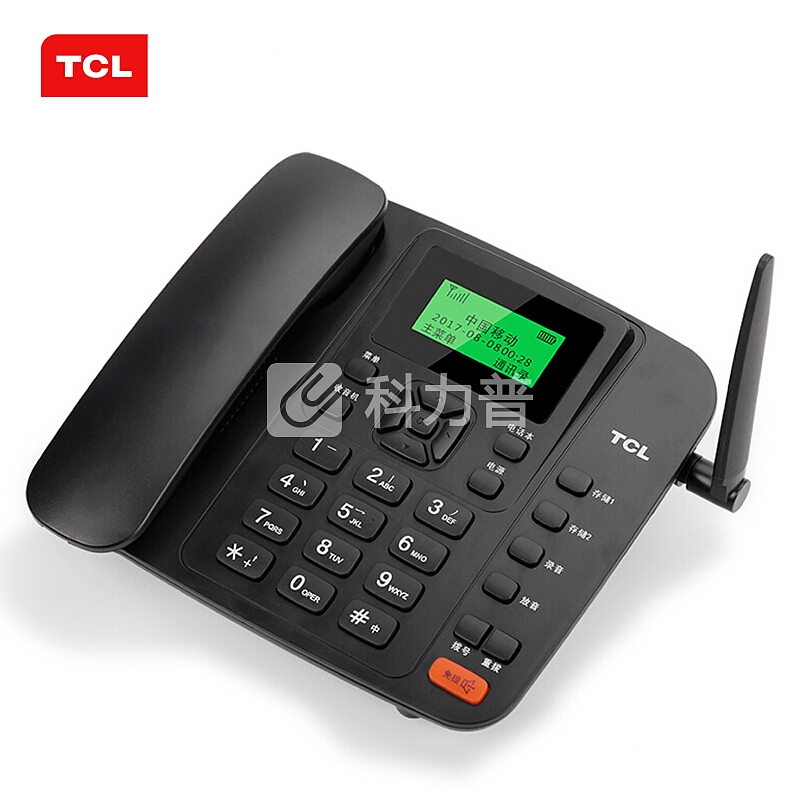 TCL 录音电话机 无线座机 办公家用 插移动卡 插卡录音 来电报号 GF100录音版赠8G卡(黑色)