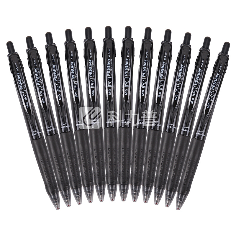晨光 M＆G 晨光(M&G)文具黑豹系列P01黑色0.5mm中性笔按动子弹头签字笔水笔 12支/盒AGP88902 P01按动子弹头0.5