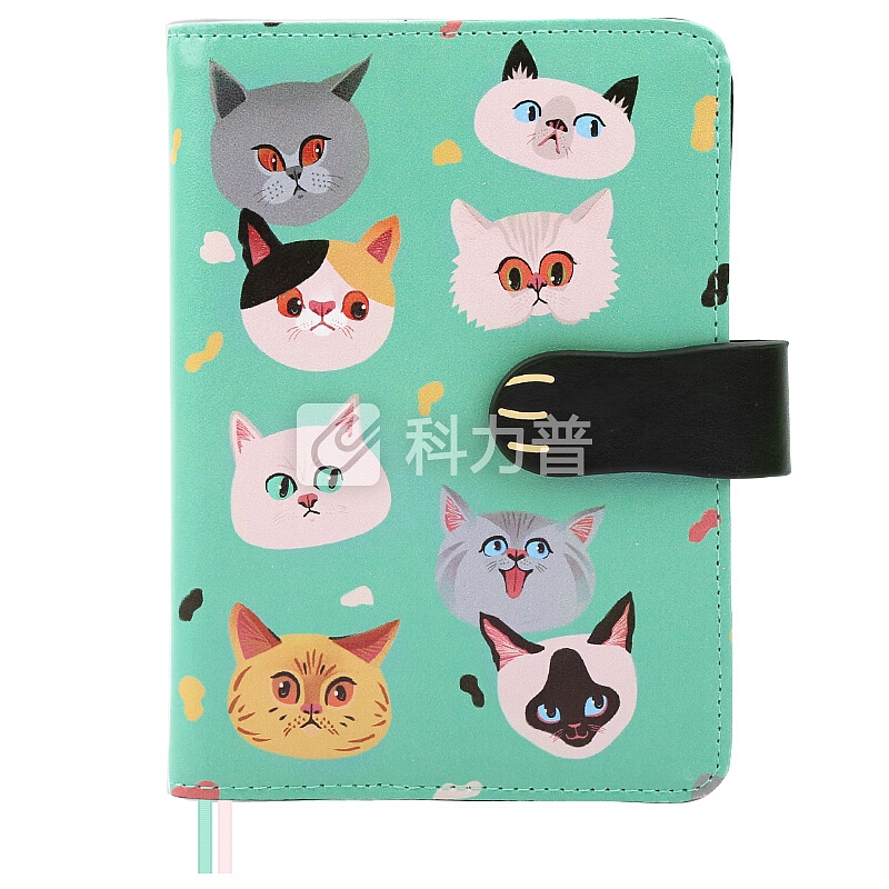 kinbor皮面A6手帐记事本子/日记手账本/日程计划本 绿猫猫DTB6179-1