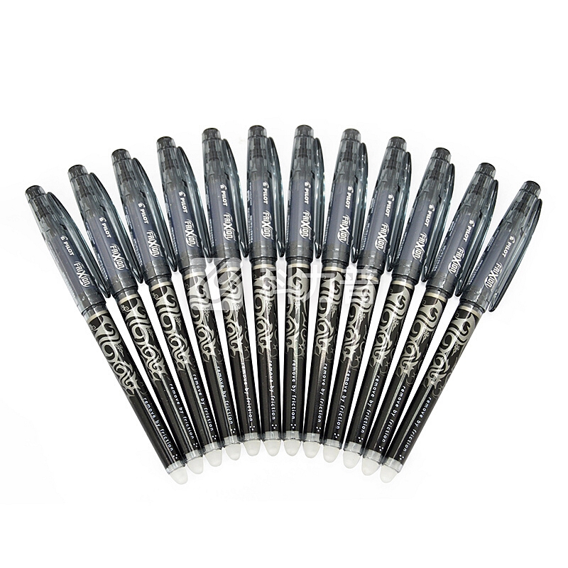 日本百乐(PILOT)针管式可擦中性笔热可擦水笔 黑色 0.5mm 12支装 BL-FRP5原装进口