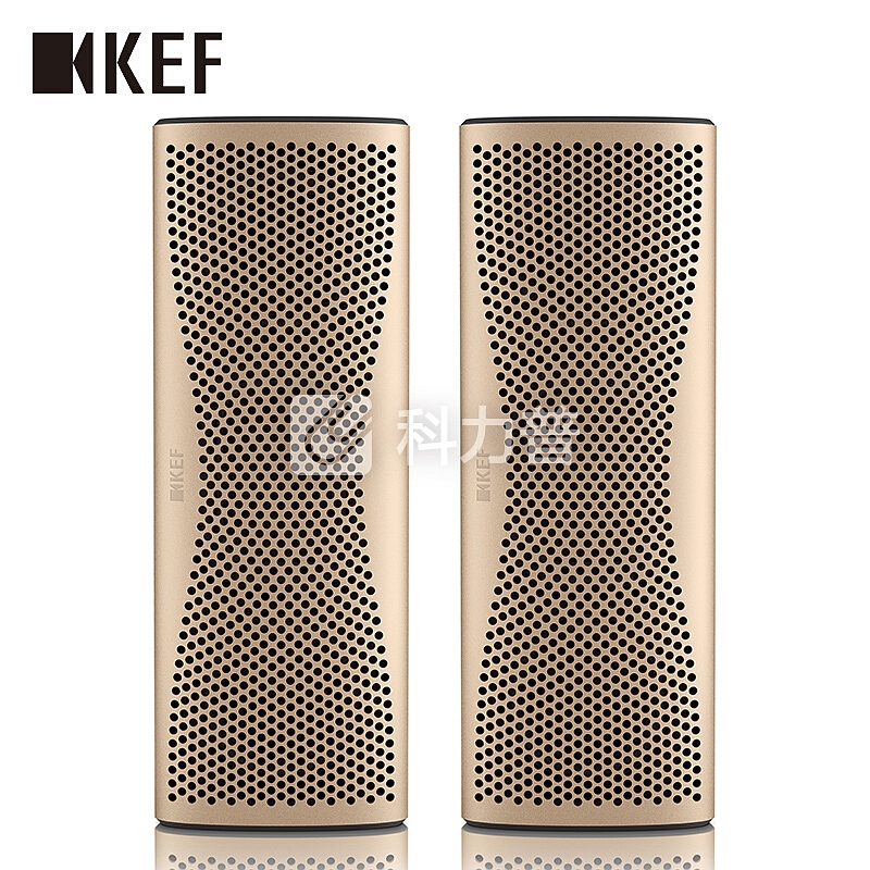 KEF MUO 迷你蓝牙音箱礼品套装 淡金色一对 赠立体连声线 无线蓝牙 便携式扬声器 高解析 同轴共点音响/音箱