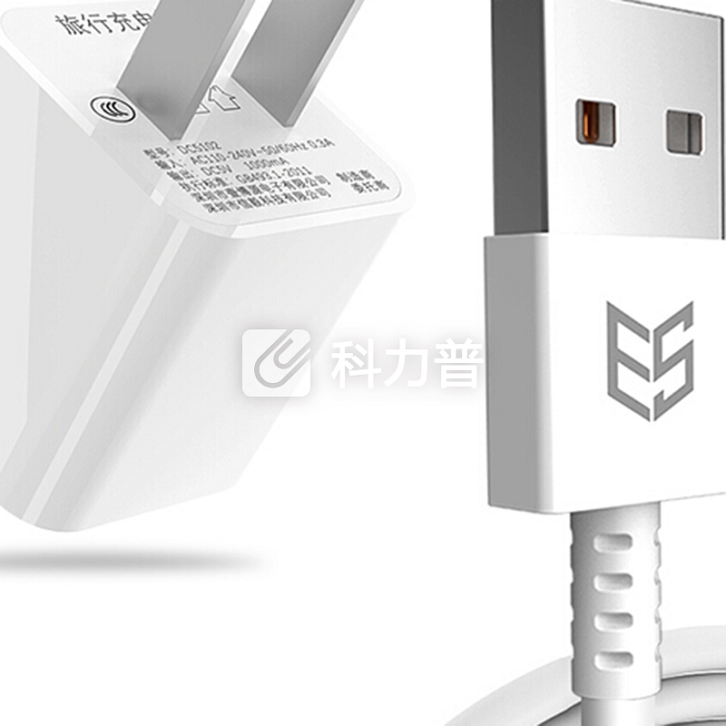 ESCASE 小米充电器华为充电头适用原装手机数据线Type-c荣耀三星s8锤子套装线充快充1米安卓USB单口C01版白