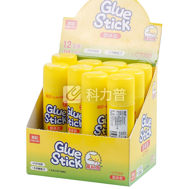 真彩(TRUECOLOR)PVP固体胶固体胶棒 强粘性高粘度 学生办公文具 21g 12支/盒C7159