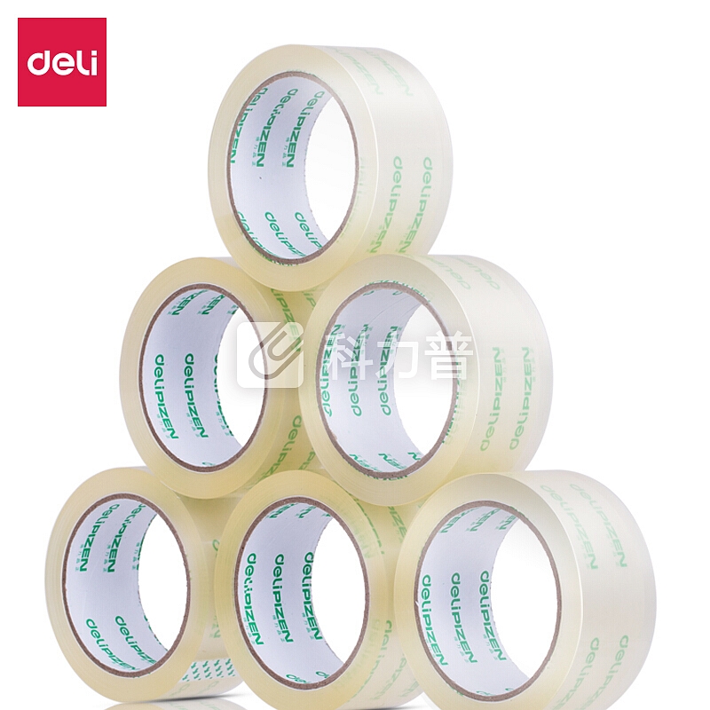 得力(deli)高品质高透明封箱胶带打包胶带45mm*60m*50um 6卷/筒 33192