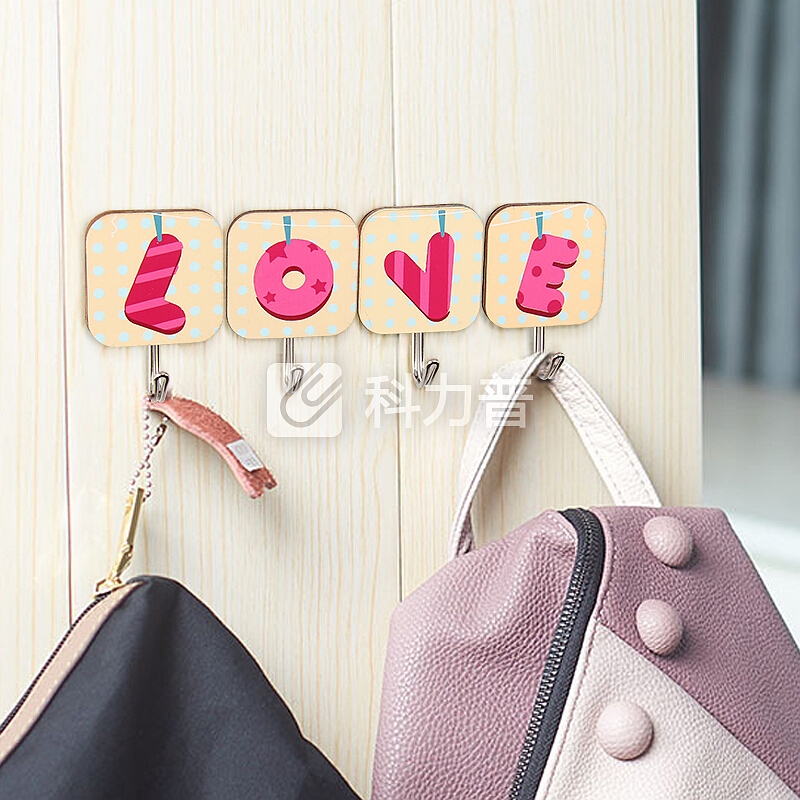 顺美 挂钩 木质挂钩挂钩帖 强力 浴室厨房卫生间无痕铁钩挂钩 LOVE套装 SM-1995