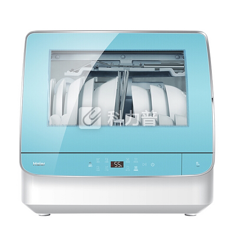 海尔(Haier)小海贝 6套 进口变频电机 全自动洗 简洁安装 双效除菌 活水台式 洗碗机 蒂凡尼蓝 HTAW50STGGB