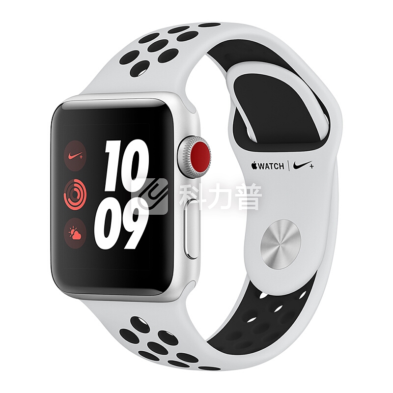 Apple Watch Series 3苹果智能手表(GPS+蜂窝款 38毫米 银铝金属表壳 白金配黑 Nike 运动表带 MQR42CH/A)