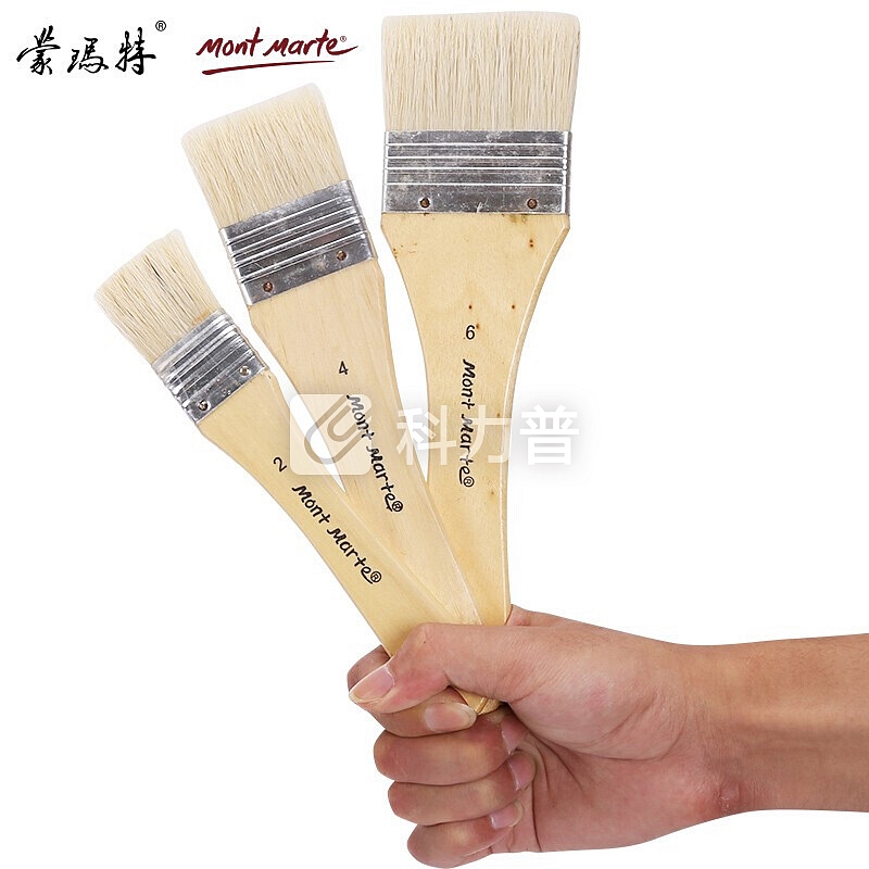 蒙玛特 Mont Marte 蒙玛特 画笔刷猪鬃刷子套装 水粉油画丙烯底纹刷 排刷板刷3支装MPB0003 3支装猪鬃刷