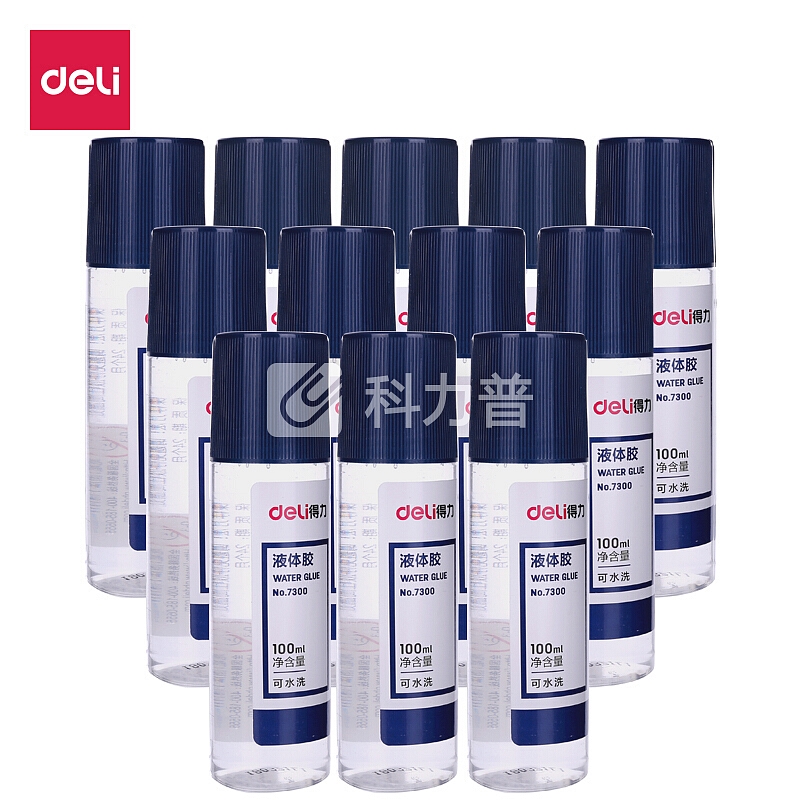 得力(deli)100ml高透可水洗液体胶水 12支装 7300