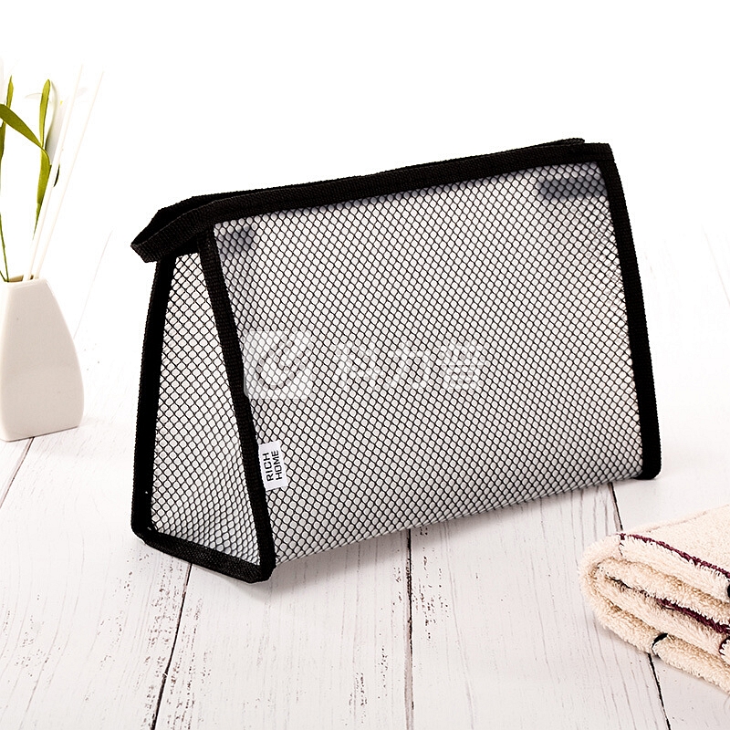 百草园 化妆包洗漱包 浴室透明化妆包女收纳包旅行洗漱包 大容量防水化妆袋便携手拿包 单个装黑色