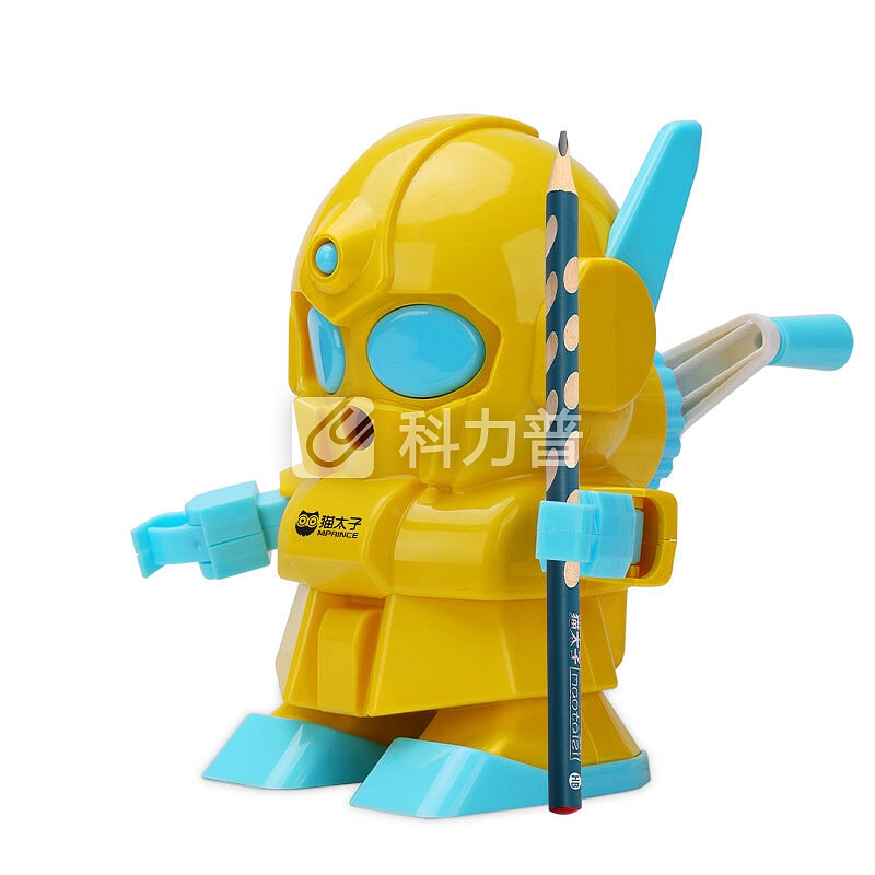 猫太子(MAOTAIZI)学生削笔机削笔器 小学生文具用品 多功能铅笔转笔刀自动进铅 机器人黄色