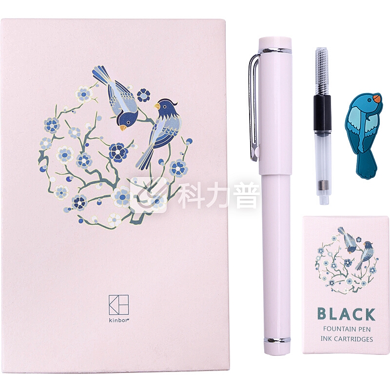 kinbor×知否 钢笔文具礼盒套装(EF明尖签字墨水笔/吸墨器/墨囊) 喜上眉梢(粉)DTB6532