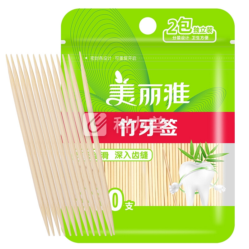 美丽雅 袋装牙签400支装 双头使用清洁牙缝剔牙棒 家用水果签