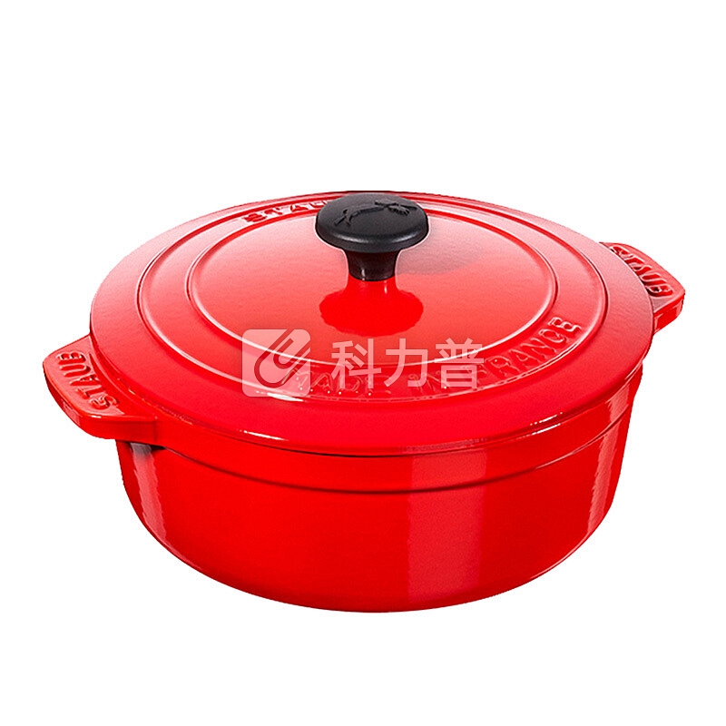 Staub 珐琅铸铁锅具 搪瓷圆形汤锅炖锅 樱桃红 24cm Essential系列 法国进口