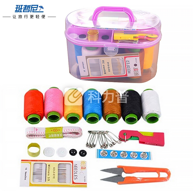 班哲尼 家用针线盒套装 旅游用品多用途居家便携缝纫缝补工具盒收纳包 颜色随机