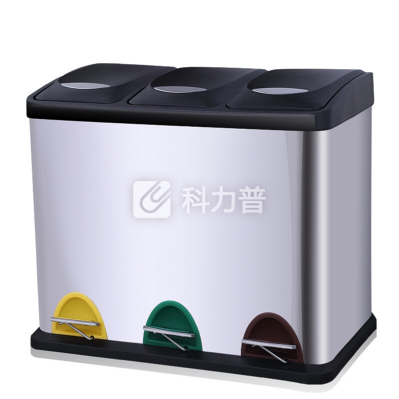 科力邦(Kelibang)不锈钢垃圾桶 大号环保分类垃圾桶脚踏式带盖静音商场酒店户外可回收垃圾箱 24L KB1080