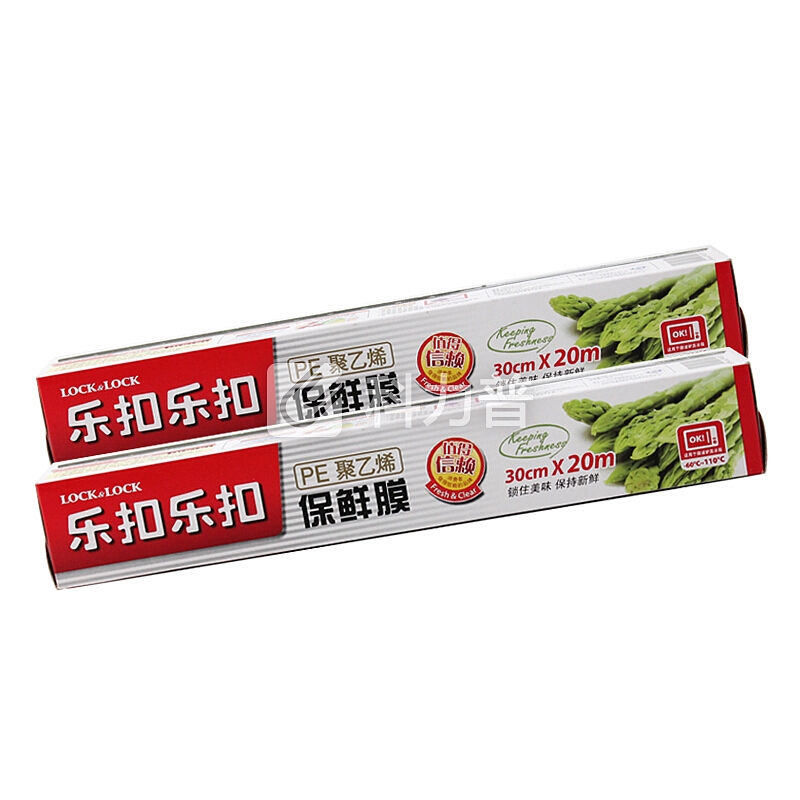 乐扣乐扣 LOCK&LOCK 乐扣乐扣 PE生鲜水果用一次性保鲜膜 厨房家用保鲜薄膜 LBM102+LBM102(两盒装)30cm*20M