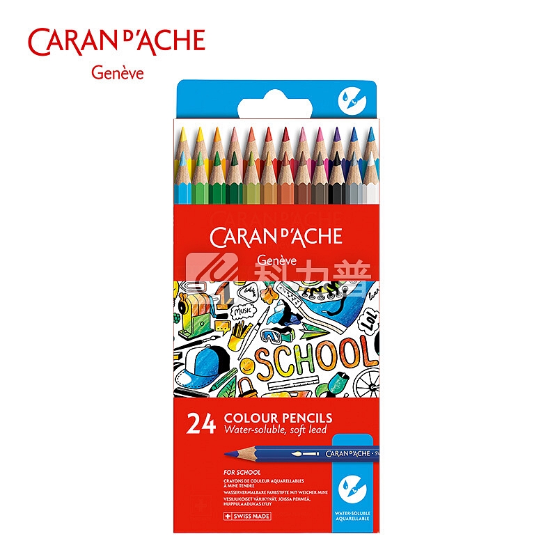 凯兰帝 CARAN d'ACHE 瑞士凯兰帝CARAN D'ACHE 24色水溶彩铅School line系列1290.724 24色