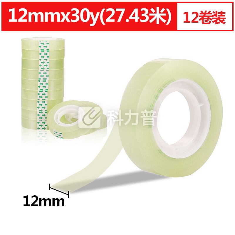 天章办公(TANGO) 探戈高透明学生文具小胶带12mm*30y(27.43米/卷)12卷/筒装