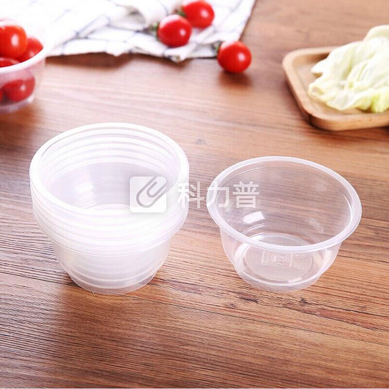 奥美洁 奥美洁 一次性餐盒圆形透明带盖打包保鲜盒10只装带盖450毫升
