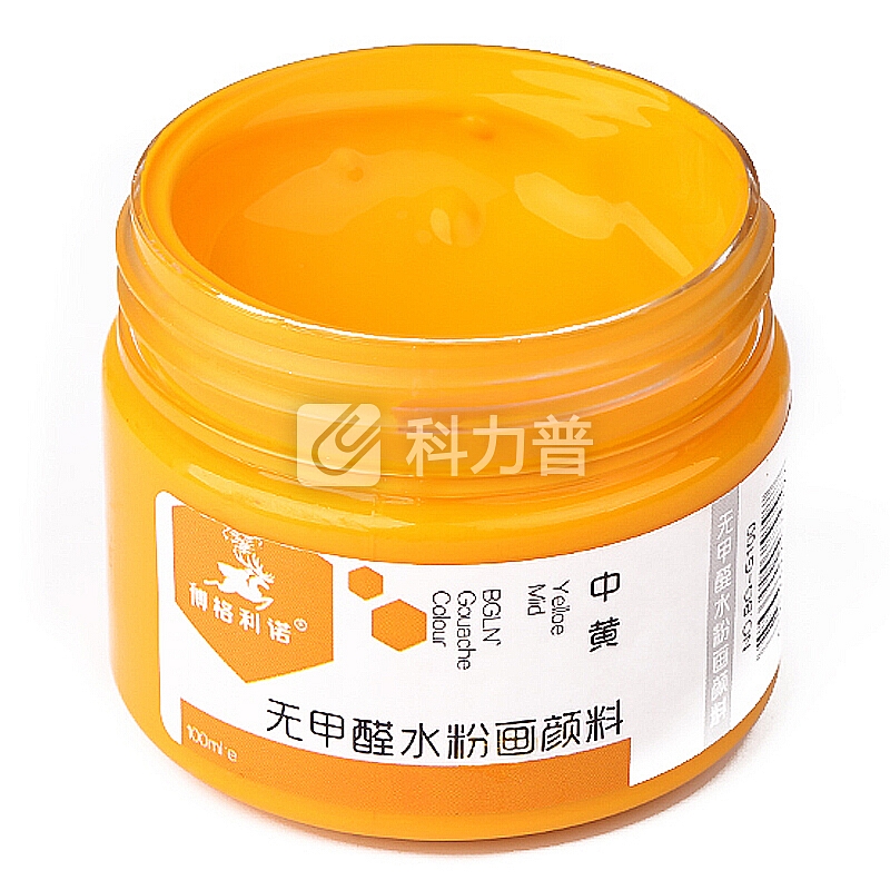 博格利诺(BOGELINUO)水粉颜料 100ml学生儿童初学者适用 水粉画颜料美术用品 148-G100-02中黄